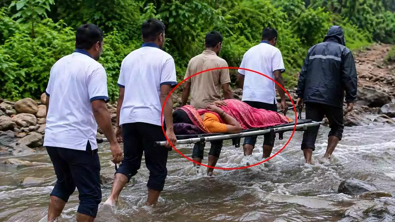 ರಸ್ತೆ ಇಲ್ಲದ ಗ್ರಾಮ; 7 ಕಿ.ಮೀ ಸ್ಟ್ರೆಚರ್ನಲ್ಲಿ ಗರ್ಭಿಣಿ ಹೊತ್ತು ಸಾಗಿಸಿದ ಸಿಬ್ಬಂದಿ