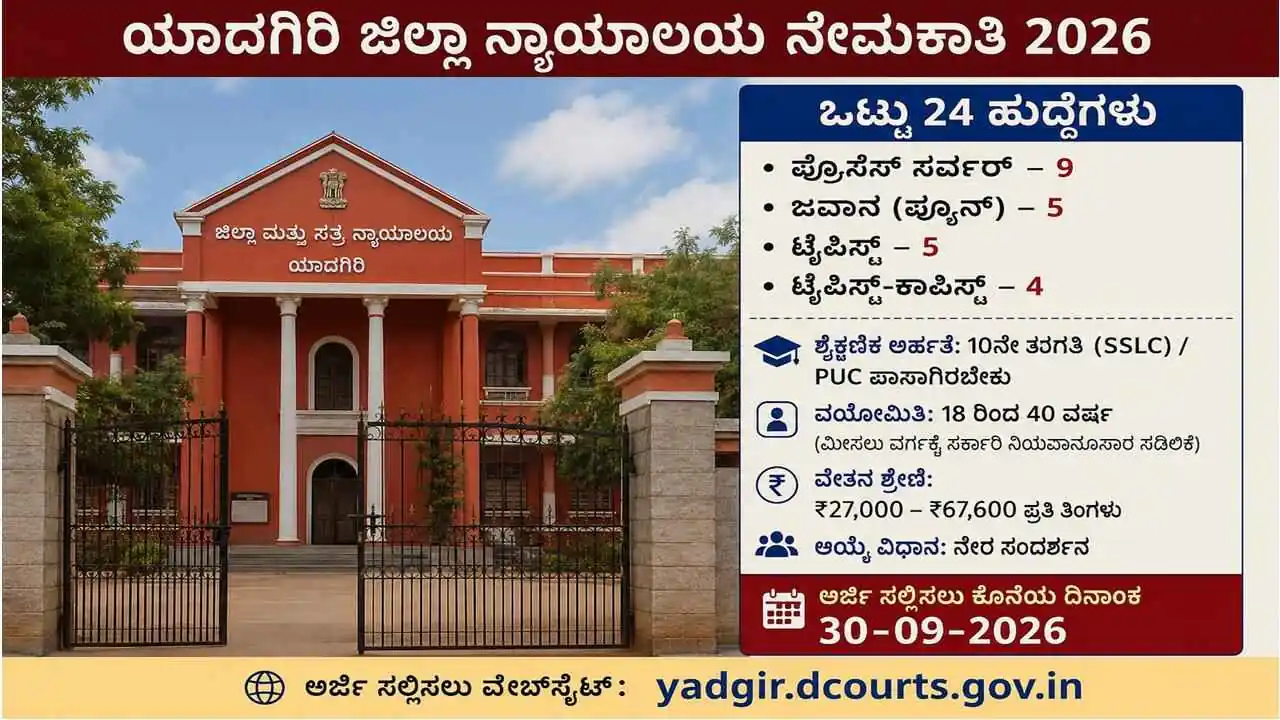 10ನೇ ತರಗತಿ, ಪಿಯುಸಿ ಪಾಸಾದವರಿಗೆ ಸರ್ಕಾರಿ ಉದ್ಯೋಗ! ಸೆಪ್ಟೆಂಬರ್ 30ರೊಳಗೆ ಅರ್ಜಿ ಹಾಕಿ