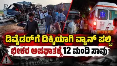 ಭೀಕರ ಅಪಘಾತ: ಡಿವೈಡರ್ಗೆ ಡಿಕ್ಕಿಯಾಗಿ ವ್ಯಾನ್ ಪಲ್ಟಿ; 12 ಮಂದಿ ಸಾವು