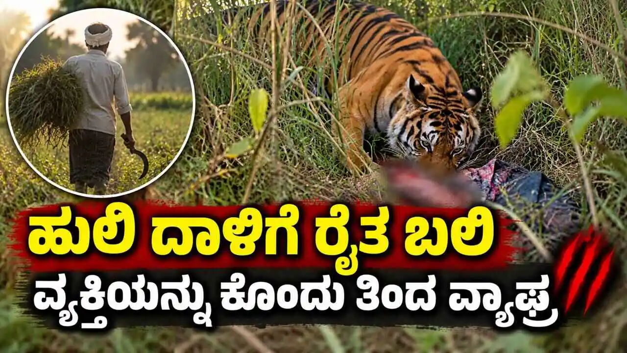 ಹುಲಿ ದಾಳಿಗೆ ರೈತ ಬಲಿ! ಜಮೀನಿಗೆ ಹುಲ್ಲು ಕೊಯ್ಯಲು ತೆರಳಿದ್ದ ವ್ಯಕ್ತಿಯನ್ನು ಕೊಂದು ತಿಂದ ವ್ಯಾಘ್ರ