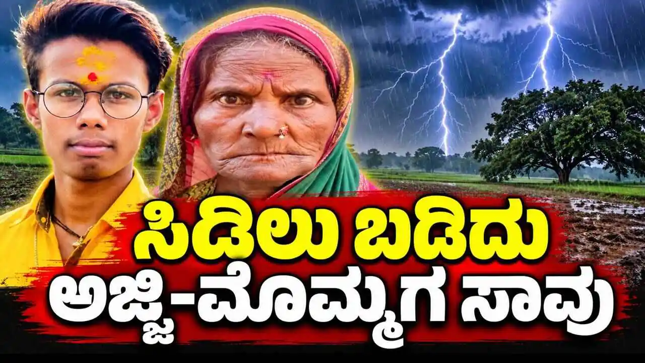 ಹೊಲದ ಕೆಲಸಕ್ಕೆ ತೆರಳಿದ್ದ ವೇಳೆ ಸಿಡಿಲು ಬಡಿದು ಅಜ್ಜಿ-ಮೊಮ್ಮಗ ಸಾವು