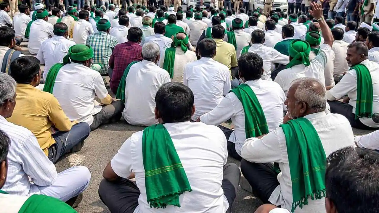 ಬೆಳಗಾವಿ: ಸಿಎಂ ಸಭೆಗೆ ಪಾಸ್ ಇಲ್ಲವೆಂದು ತಡೆದಿದ್ದಕ್ಕೆ ಹೆದ್ದಾರಿ ತಡೆದು ರೈತರ ಆಕ್ರೋಶ
