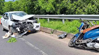 ಕಾರು ಮತ್ತು ಸ್ಕೂಟರ್ ನಡುವೆ ಭೀಕರ ಅಪಘಾತ: ಬೈಕ್ ಸವಾರ ಸಾವು