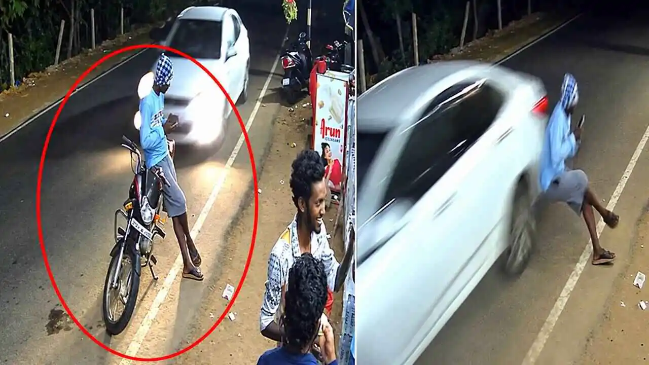 ಚಹಾ ಕುಡಿಯುತ್ತಿದ್ದವರ ಮೇಲೆ ಹರಿದ ಕಾರು! ಪಾರಾಗಿದ್ದೇ ಪವಾಡ, ಇಲ್ಲಿದೆ ವೈರಲ್ ವಿಡಿಯೋ