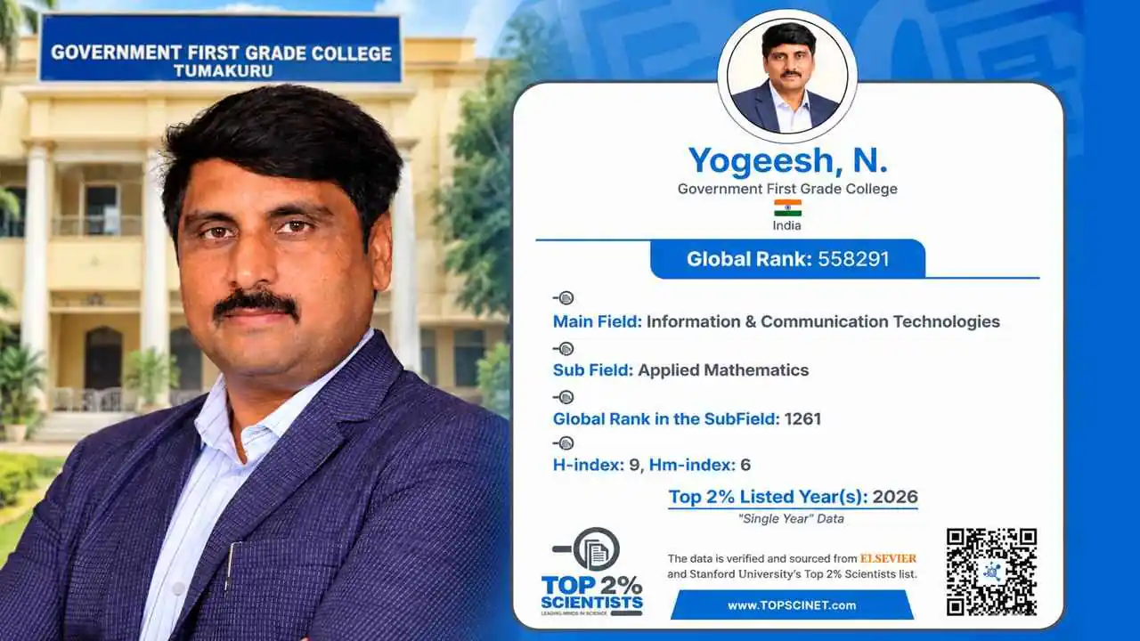 ಜಾಗತಿಕ ವಿಜ್ಞಾನಿಗಳ ಪಟ್ಟಿಯಲ್ಲಿ ತುಮಕೂರಿನ ಡಾ. ಯೋಗೀಶ್ಗೆ ಸ್ಥಾನ
